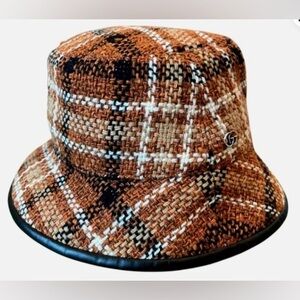 Authentic Gucci Tweed and Leather Bucket Hat